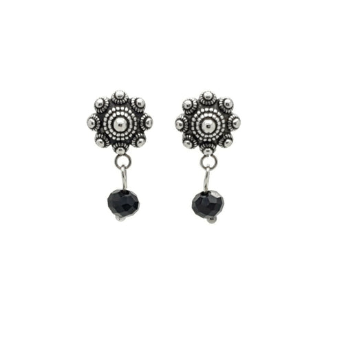 MYKK Jewelry | RVS Zeeuwse knop sieraden oorbellen - Zwarte hanger
