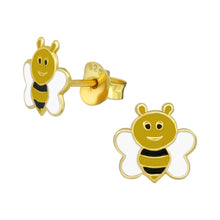 Afbeelding in Gallery-weergave laden, Zilveren kinderoorbellen - Bijtjes goldplated | MYKK Jewelry