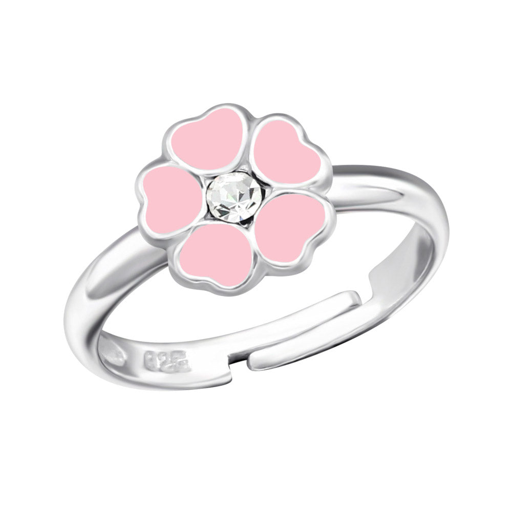 Zilveren kinderring - Roze bloem | MYKK Jewelry