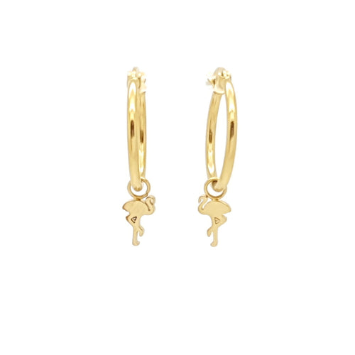 MYKK Jewelry | Oorbellen RVS - Flamingo hangers goud