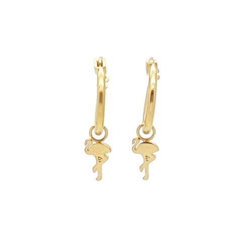 MYKK Jewelry | Oorbellen RVS - Flamingo hanger goud