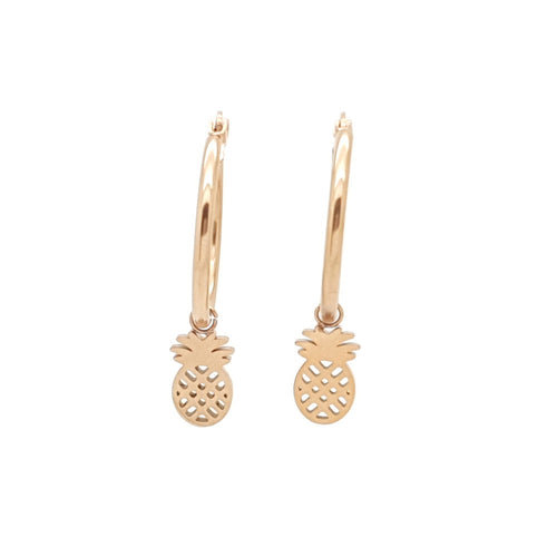 MYKK Jewelry | RVS oorbellen met ananas rose goud