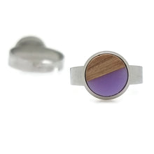 Afbeelding in Gallery-weergave laden, Ring RVS - Hout en resin lila MYKK Jewelry