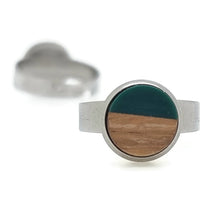 Afbeelding in Gallery-weergave laden, Ring RVS - Hout en resin donkergroen MYKK Jewelry
