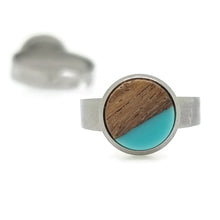 Afbeelding in Gallery-weergave laden, Ring RVS - Hout en resin mintgroen MYKK Jewelry