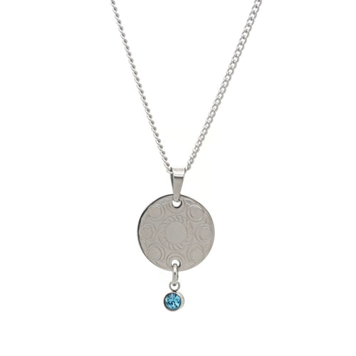 MYKK Jewelry | Sieraden RVS Zeeuwse knop ketting - Gegraveerde hanger aqua