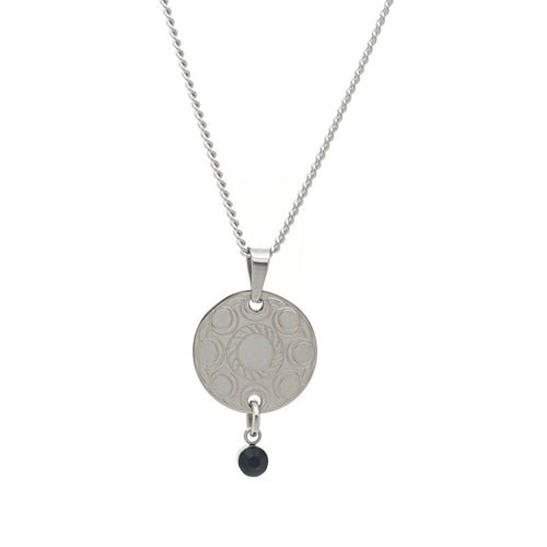 MYKK Jewelry | Sieraden RVS Zeeuwse knop ketting - Gegraveerde hanger zwart