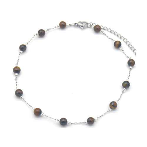 RVS enkelbandje - Zilver tijgeroog | MYKK Jewelry