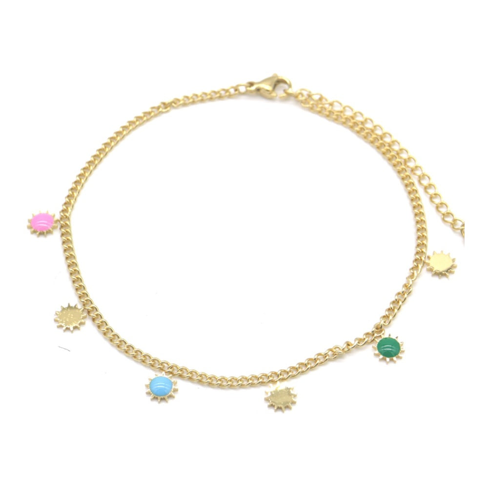 RVS enkelbandje - Goud zonnetjes | MYKK Jewelry