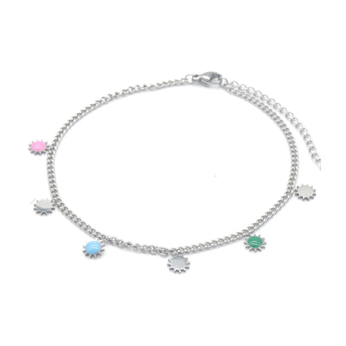 RVS enkelbandje - Zilver zonnetjes | MYKK Jewelry