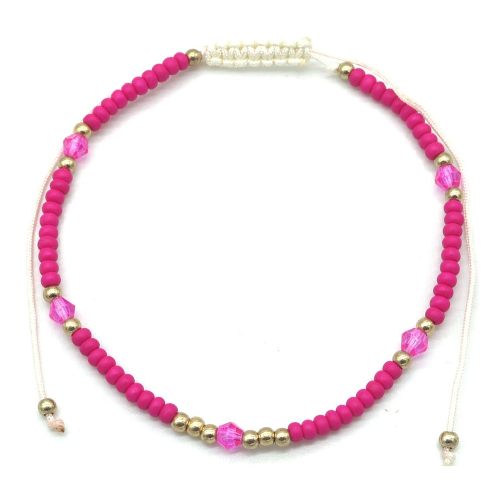 Enkelbandje - Kralen fuchsia