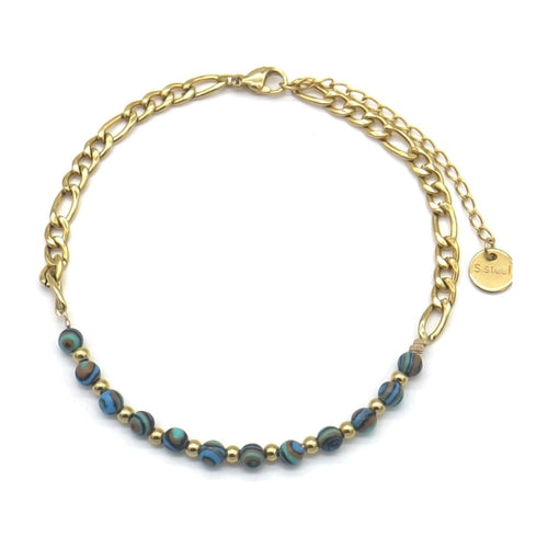 RVS enkelbandje - Goud blauwe stenen | MYKK Jewelry