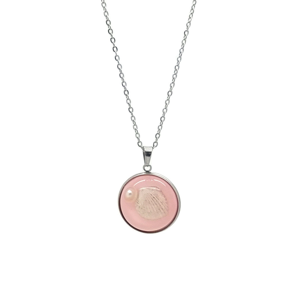 RVS Ketting - Schelp roze MYKK Jewelry