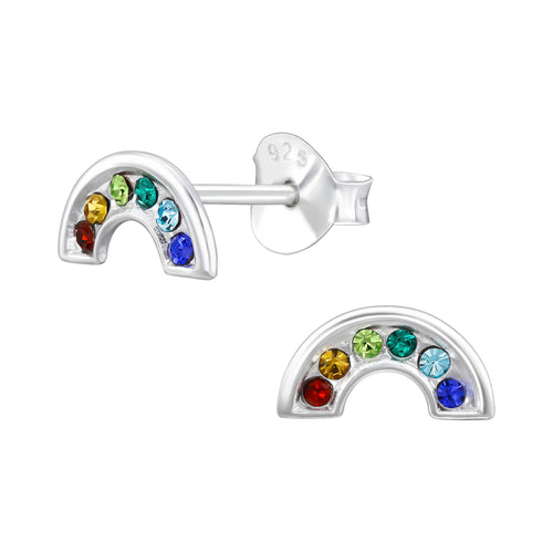 Zilveren kinderoorbellen - Regenboog strass | MYKK Jewelry