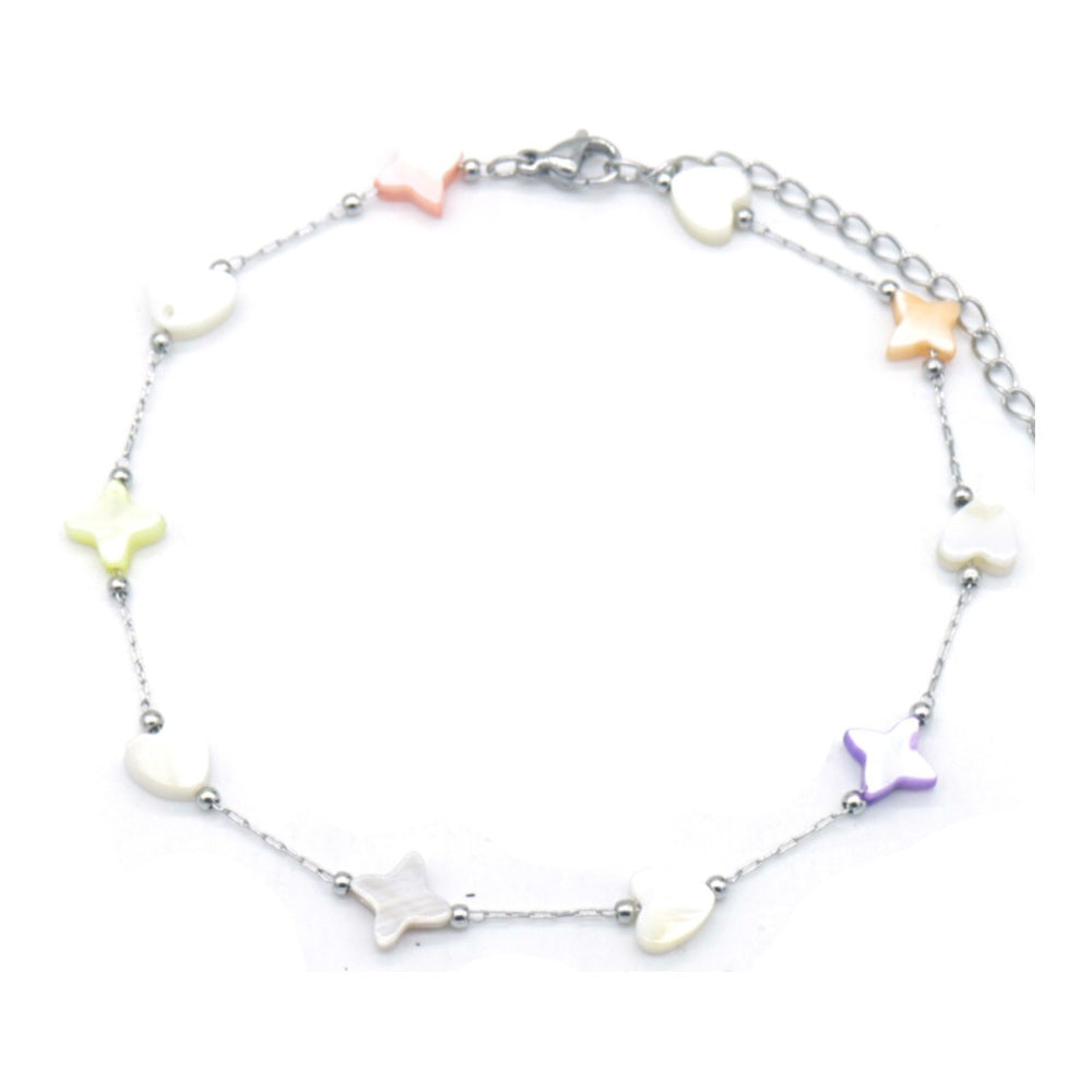 RVS enkelbandje - Zilveren sterretje multicolor