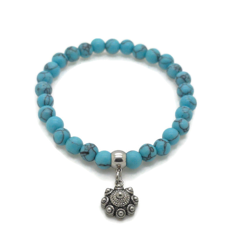 RVS Zeeuwse knop armband - Natuursteen turquoise | MYKK jewelry