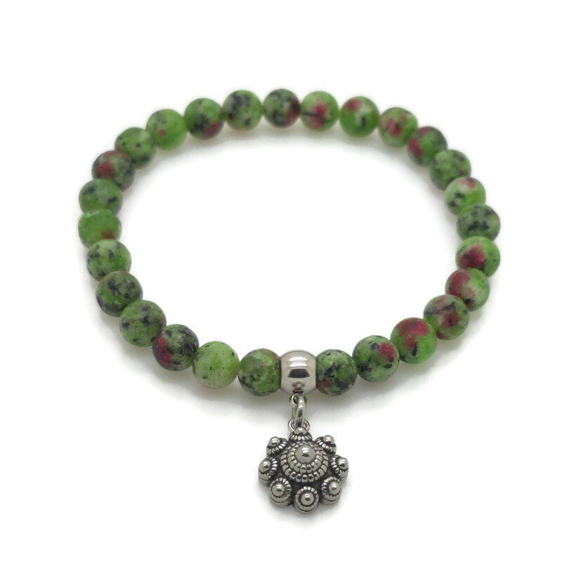 RVS Zeeuwse knop armband - Natuursteen reef green | MYKK Jewelry