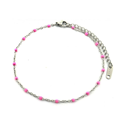 RVS enkelbandje - Zilver roze MYKK Jewelry