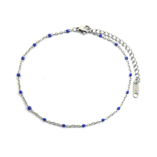 RVS enkelbandje - Zilver blauw MYKK Jewelry