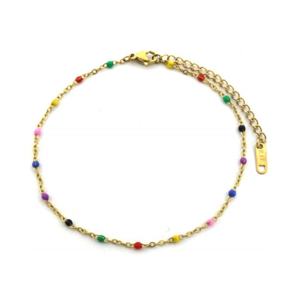 RVS enkelbandje - Goud multicolor MYKK Jewelry