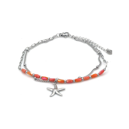 RVS enkelbandje - Zilver koraal zeester | MYKK Jewelry