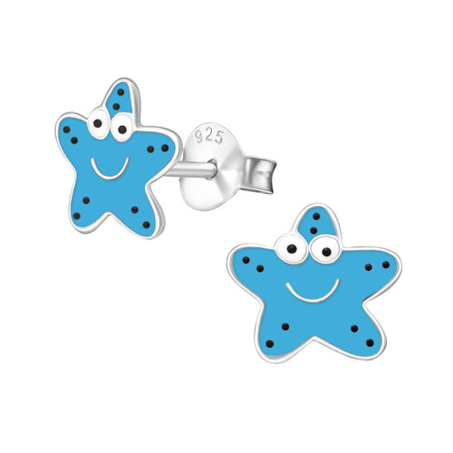 Zilveren kinderoorbellen - Zeester blauw MYKK Jewelry