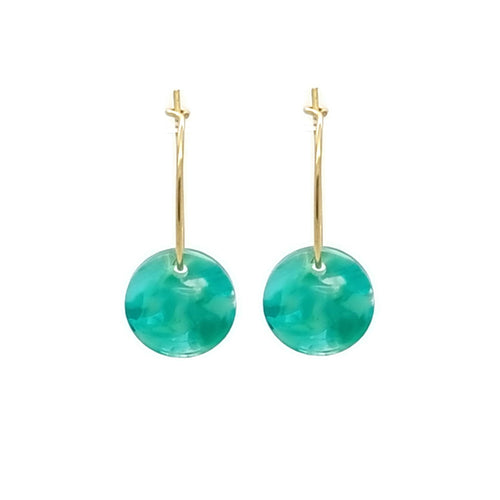 Oorbellen RVS - Rond turquoise goud MYKK Jewelry