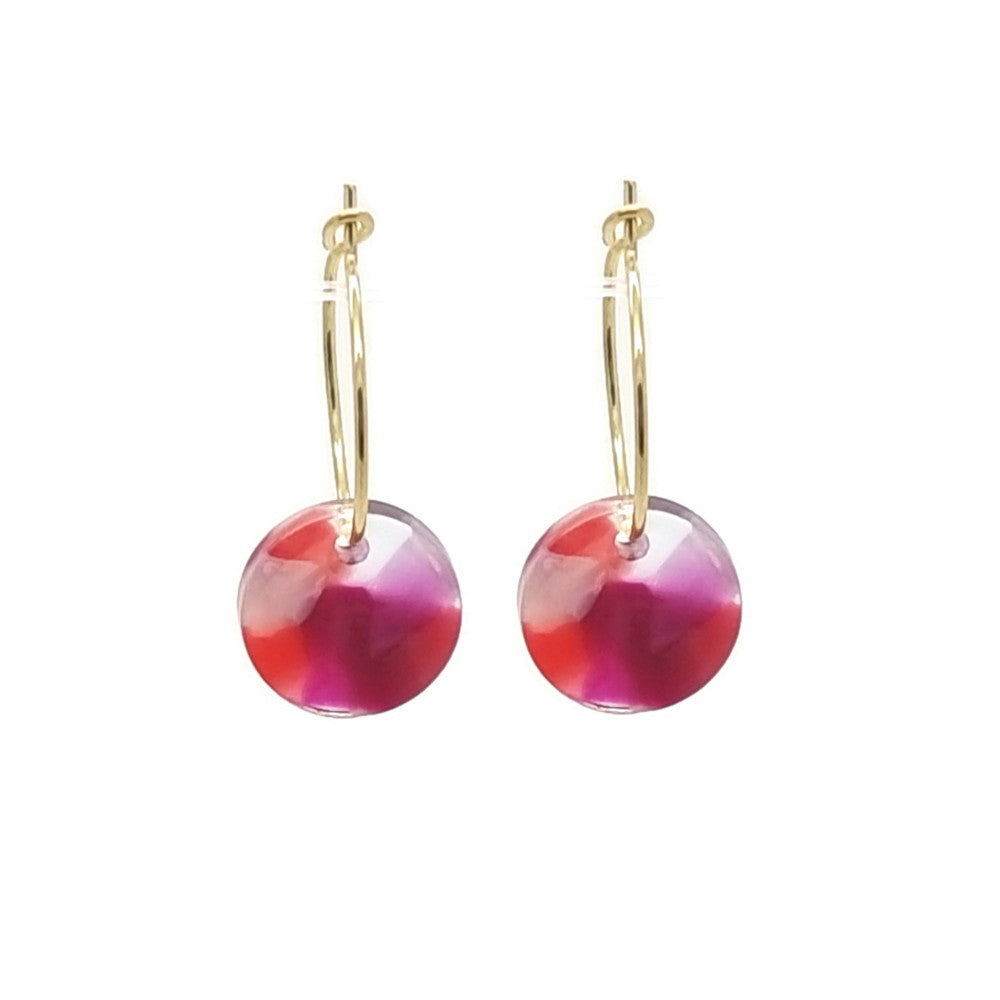 Oorbellen RVS - Rond multicolor roze goud MYKK Jewelry