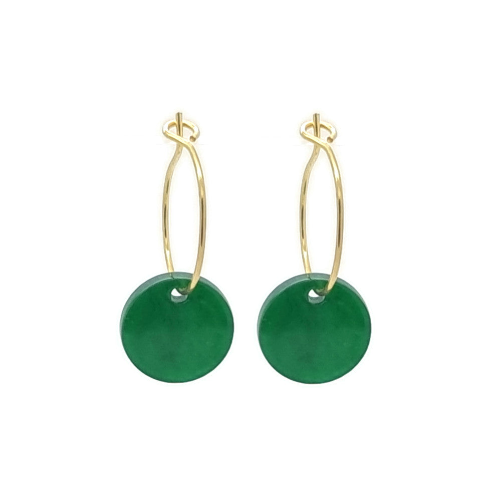Oorbellen RVS - Rond emerald groen goud MYKK Jewelry