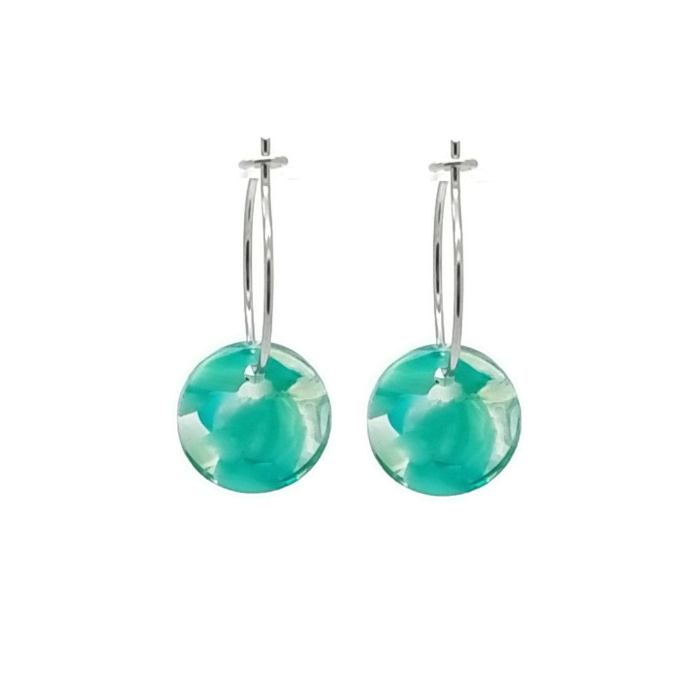 Oorbellen RVS - rond turquoise zilver MYKK Jewelry