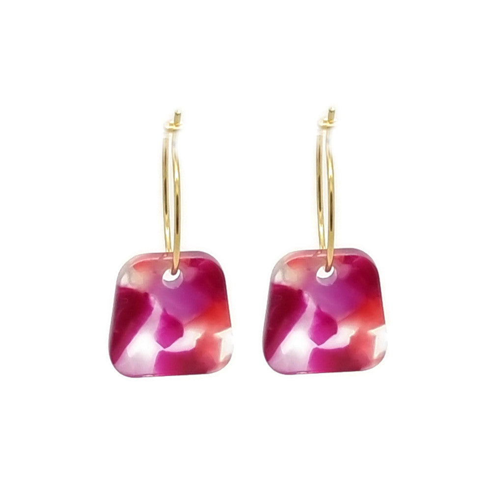 Oorbellen RVS - Trapezium multicolor roze goud Mykk Jewelry