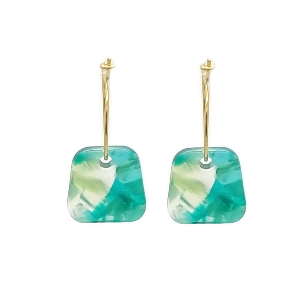 Oorbellen RVS - Trapezium turquoise goud MYKK Jewelry