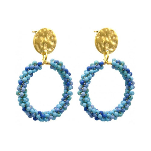 Oorbellen RVS - Glaskralen blauw aqua MYKK Jewelry