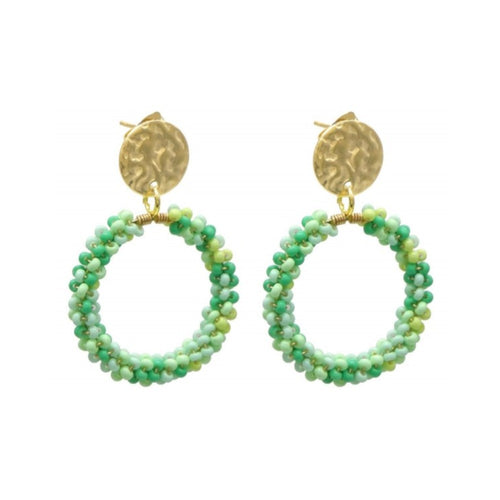 Oorbellen RVS - Glaskralen roze groen mint MYKK Jewelry