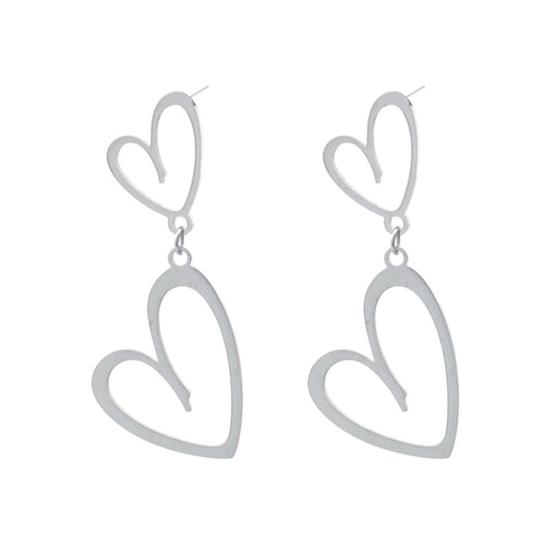 Oorbellen RVS - Harten zilver | MYKK Jewelry