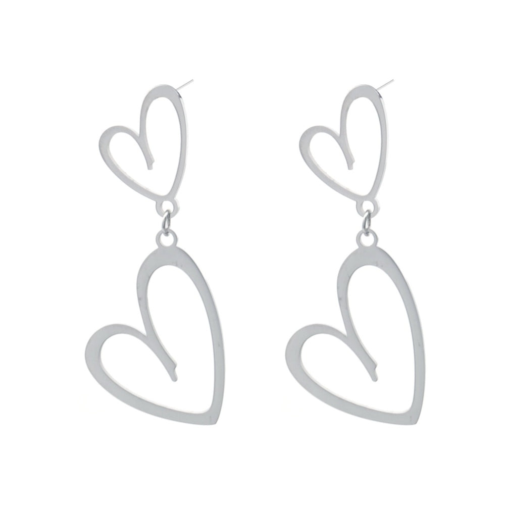 Oorbellen RVS - Harten zilver | MYKK Jewelry