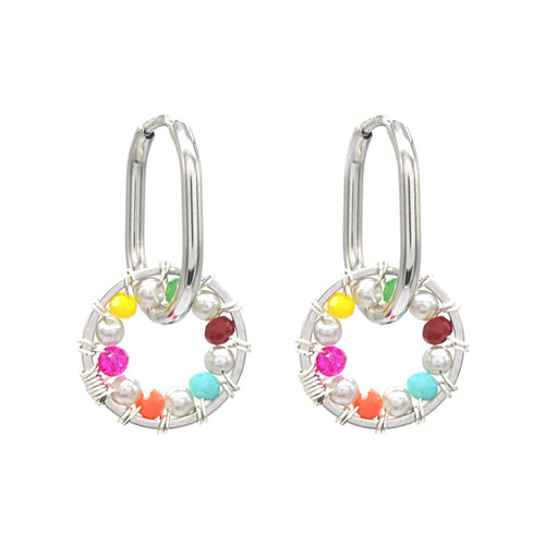 Oorbellen RVS - Rond zilver multicolor | MYKK Jewelry