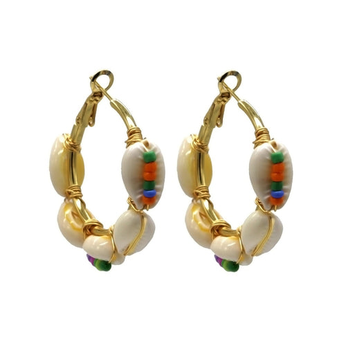 Oorbellen RVS - Schelpen rond kralen | MYKK Jewelry