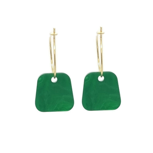 Oorbellen RVS - Trapezium emerald groen goud MYKK Jewelry