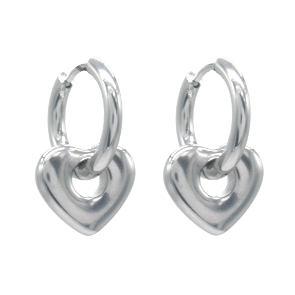 Oorbellen RVS - Hart zilver klein | MYKK Jewelry