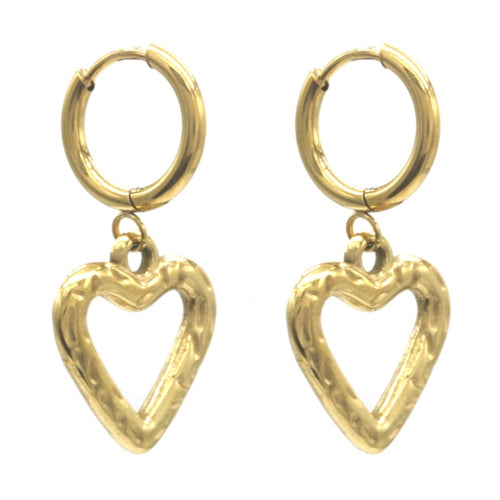 Oorbellen RVS - Hart goud open | MYKK Jewelry