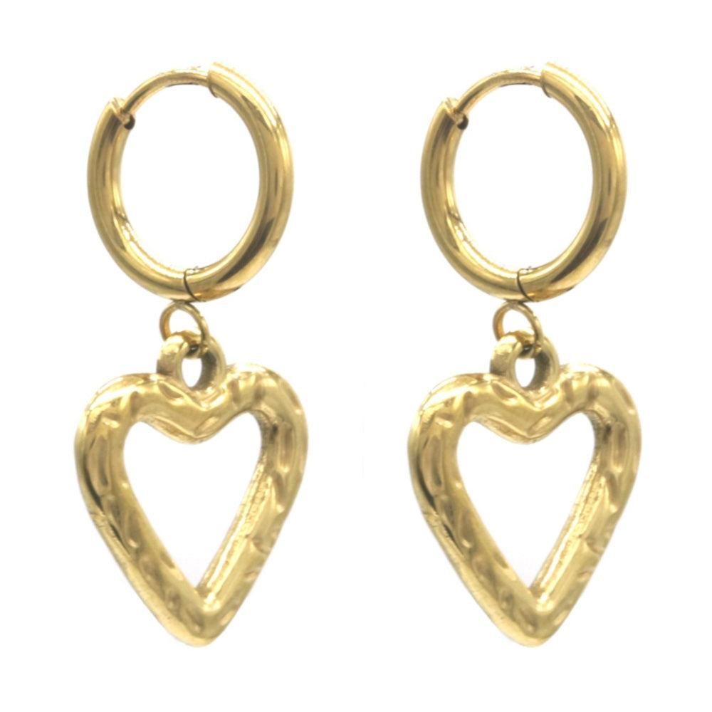 Oorbellen RVS - Hart goud open | MYKK Jewelry