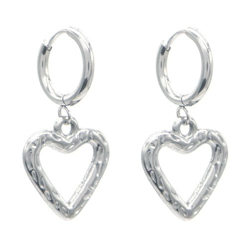 Oorbellen RVS - Hart zilver open | MYKKJewelry