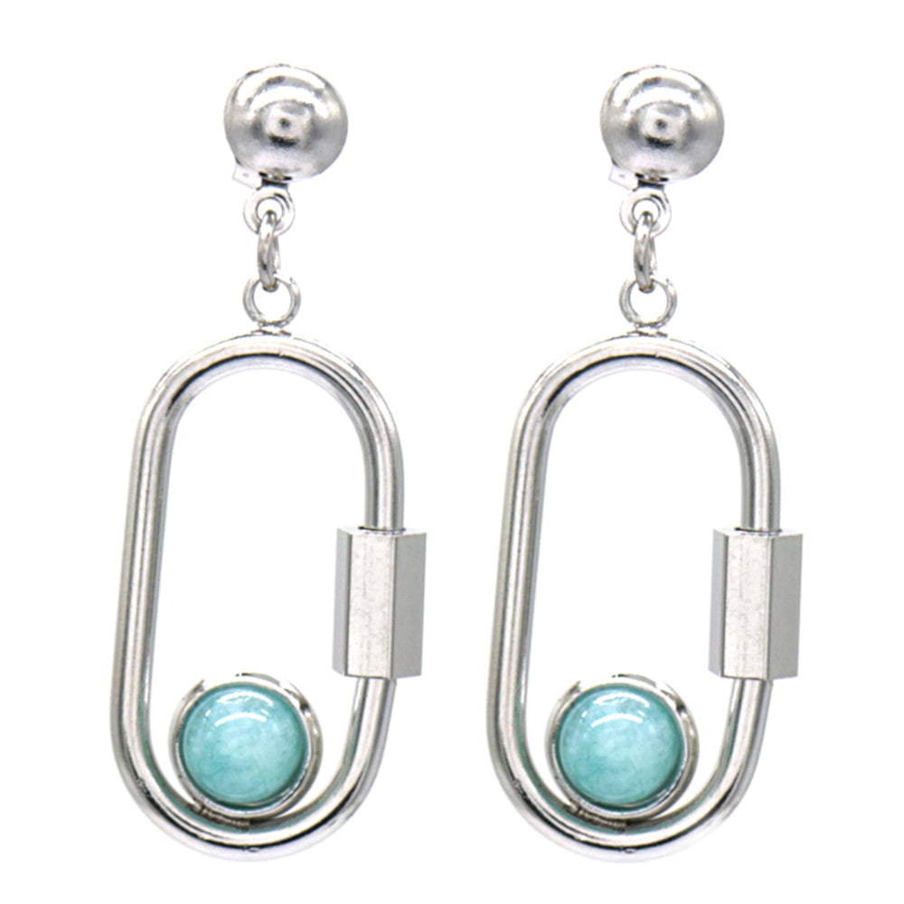 Oorbellen RVS - Hanger turquoise zilver | MYKK Jewelry