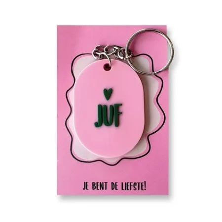 Sleutelhanger met kaart - Juf | MYKK Jewelry