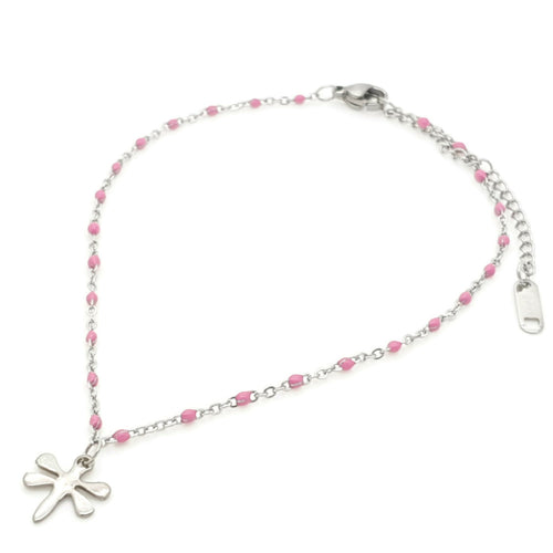 RVS enkelbandje - Libelle roze  MYKK Jewelry