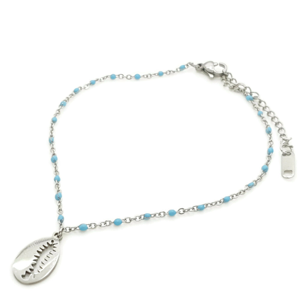 RVS enkelbandje - Kauri lichtblauw MYKK Jewelry