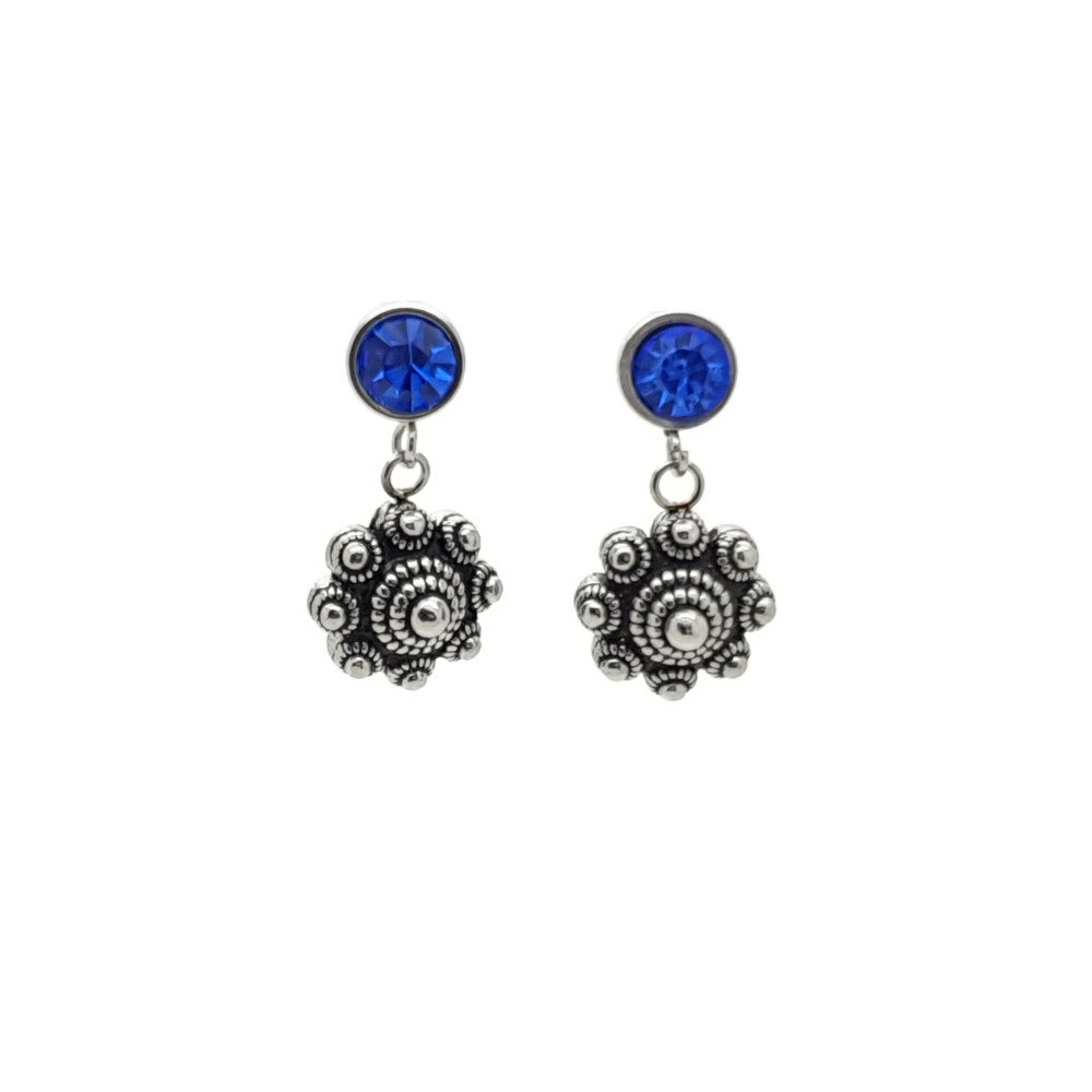 MYKK Jewelry | RVS Zeeuwse knop sieraden oorbellen -Donkerblauw