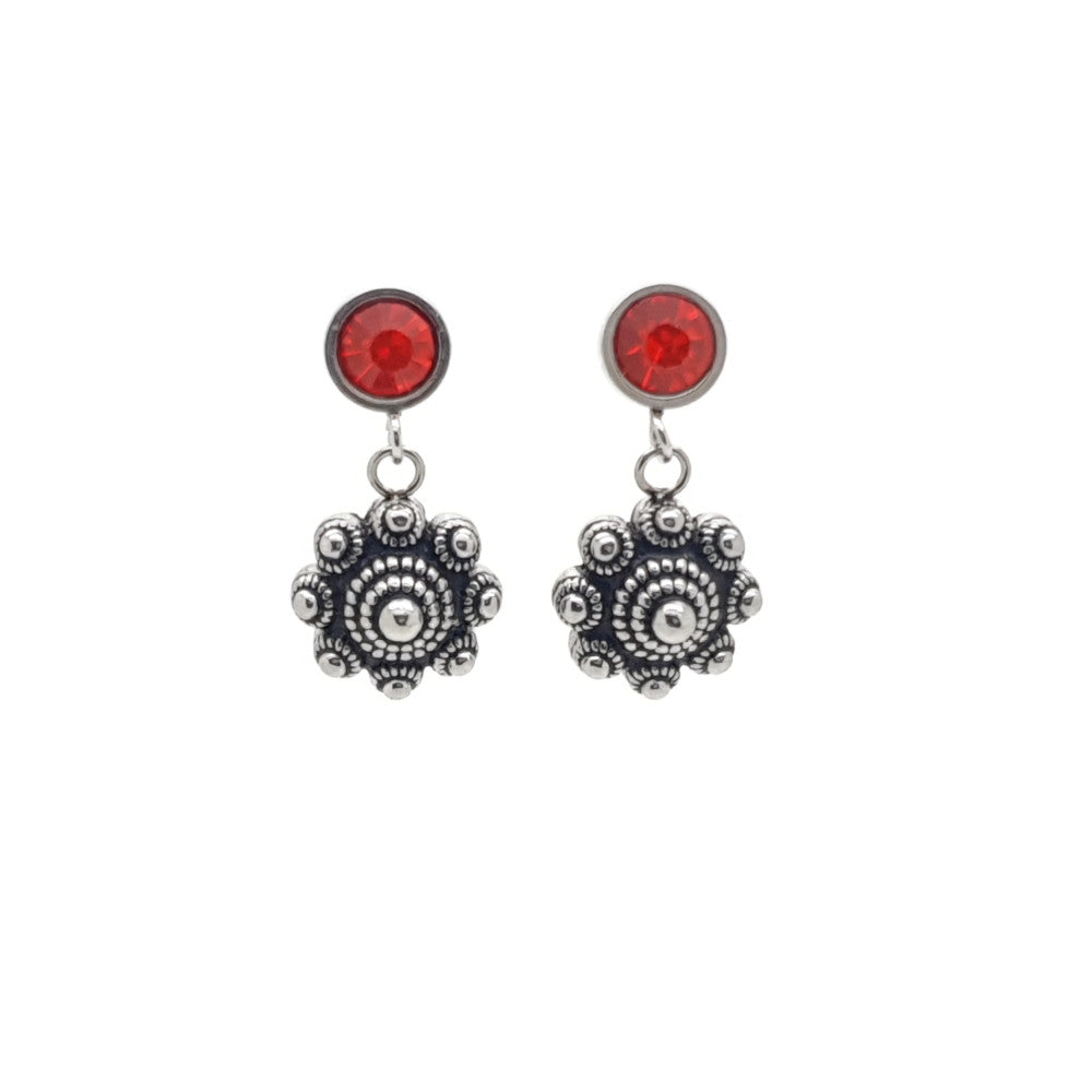 MYKK Jewelry | RVS Zeeuwse knop sieraden oorbellen - Rood