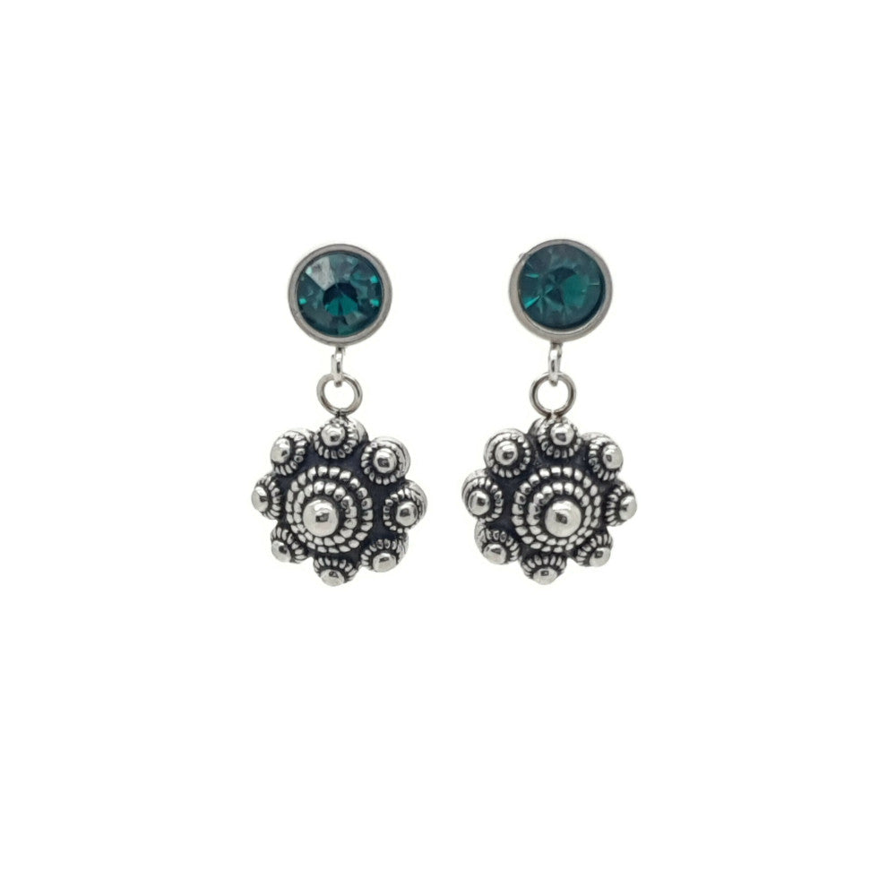 MYKK Jewelry | RVS Zeeuwse knop sieraden oorbellen -Donkergroen